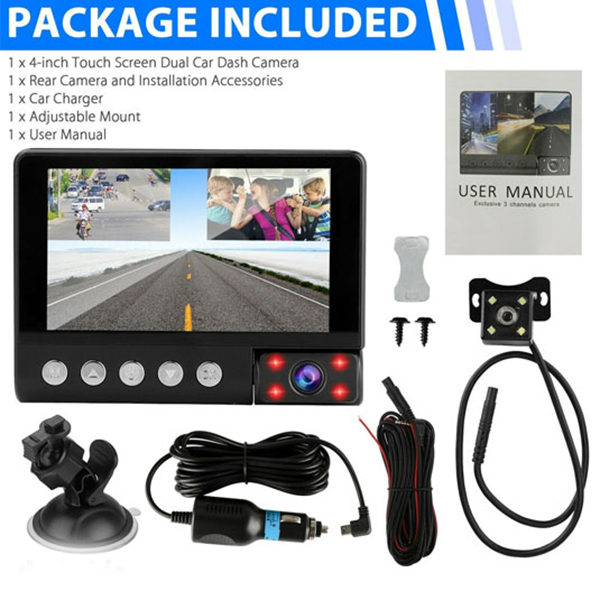 دوربین ثبت وقایع خودرو360 درجه سه لنزه دکمه ای